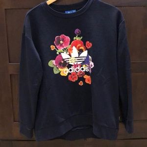Adidas Navy Floral Oversized Sweatshirt